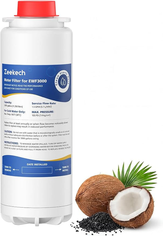 Water Replacement Filter Compatible with Elkay 51300C EWF3000, and EZH2O Bottle Filling Stations, Pre-Installed Smart Chip for EWF3000, ERF750, 51299C, 55898C, 3000 Gallon Capacity, 1 Pack