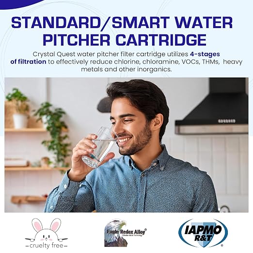 Crystal Quest Standard/Smart Water Filter Pitcher Cartridge – Advanced Filtration for Clean, Healthy Water, Removes Contaminants, Long-Lasting Design, Easy Installation, 2,000 Gallons