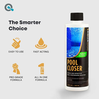 AquaDoc All-in-One Pool Closing Kit Chemical - 32oz - Treats up to 30,000 Gallons - Pool Winterizing Kit for Above Ground and Inground Pools - Winter Closing Chemicals Made in USA