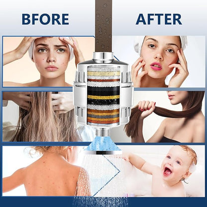 4-Pack 20 Stage Shower Filter Replacement Cartridge - Shower Head Filter Replacement Cartridge for Hard Water, Chlorine, Heavy Metals, High Output Shower Water Softener