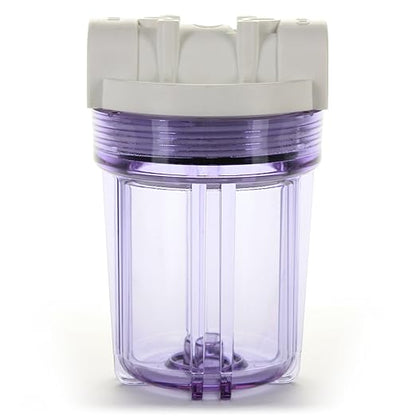 Hydronix HF3-5CLWH12, 5" Clear Housing with White Rib Cap For RO & Filtration Systems, 1/2" Ports