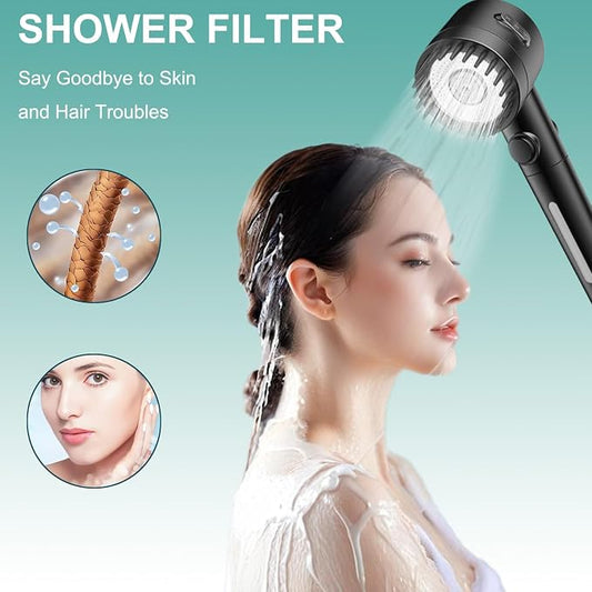 Replacement Shower Filter Cartridge Compatible with Vatex Shower Head Handheld, High-Efficiency Filtration for Hard Water, Healthier Skin & Hair (3 Pack)