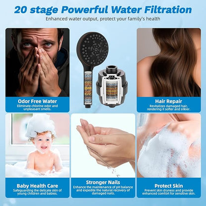 Hibbent Dual Filter All Metal 12" Rainfall Showerhead Combo, High Pressure Filter Shower Head with 10-Spray Handheld, 4-way Diverter with Pause Mode, 71'' Shower Hose and Holder, Oil Rubbed Bronze