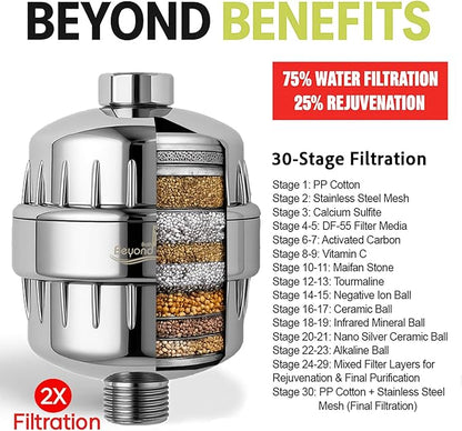 30 Stage Shower Filter Shower Head Filter High Output Softener Reduces Dry Skin Chlorine Odors Chrome Hard Water Shower Head Filter