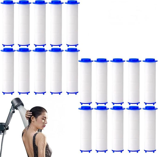 20Pcs Drivese ShowerHead Filters, 2.95 Inch Ion Shower Dropse Head Filter PP Cotton Replacement Cartridge, Water Filter Core Cotton For Handheld Showerheads.