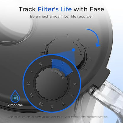 Waterdrop PT-72BL Glass Water Filter Pitcher, 7-Cup, Eco-Friendly, NSF/ANSI 53, 42 & 372 Certified Filter, Reduces PFOA/PFOS, Chlorine, Cadmium, Copper & Mercury, BPA-Free, Easy to Clean, Black