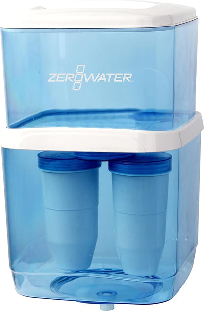 Avanti ZeroWater Refillable Filtered Water Cooler Bottle Kit Top Loading Water Cooler Water Dispenser with Ionic Filtration System, Includes TDS Meter, Blue