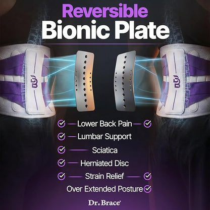 DR. BRACE® Lower Back Brace for Men & Women for Lower Back Pain Relief, Revolutionary Versatile Splints System & Removable Lumbar Pad, Adjustable & Breathable Back Support Brace (53.1-59.1″)
