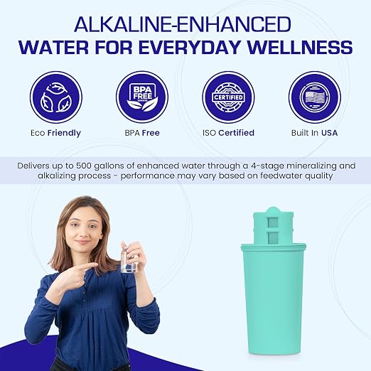Crystal Quest Alkalizing Water Filter Pitcher Cartridge - Advanced Filtration for Clean, Healthy Water, Enhances Mineralization, Long-Lasting Design, Easy Installation - 1,000 Gallons [Pack of 6]