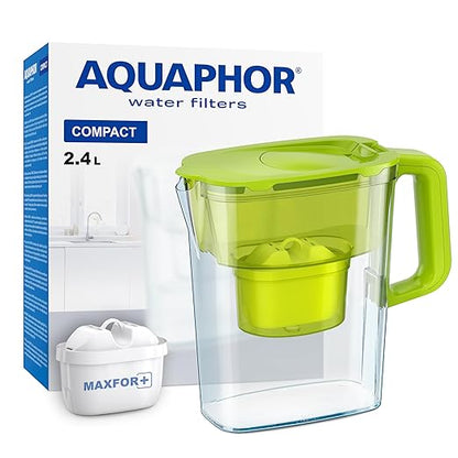 AQUAPHOR Water Filter Jug Compact with 1 X Maxfor+ Filter - 2.4L Capacity - Light Green