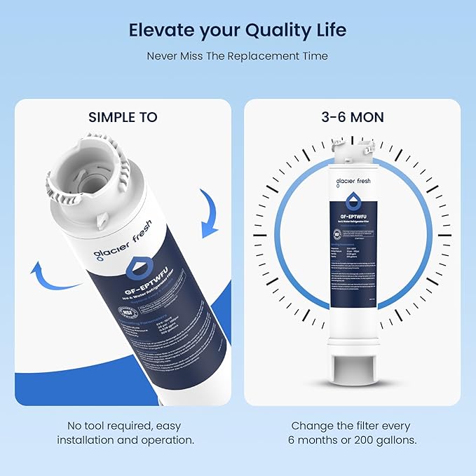 GLACIER FRESH GF-EPTWFU Water Filter, Compatible with EPTWFU01, 2 Pack | EWF02, Pure Source Ultra II, Pure Source Ultra 2, 012505454226, 4562222, 807946701