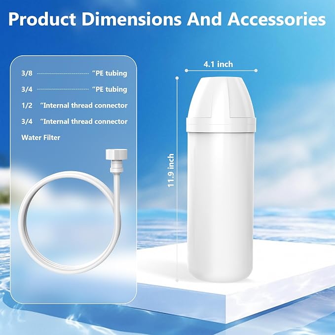 Coolake Ice Maker Water Filter System, 8000 Gallons, Reduces Sediment, Microplastics, Chlorine and Odor, Inhibits Scale, Replacement for K450, K350, IM180S, IM280S