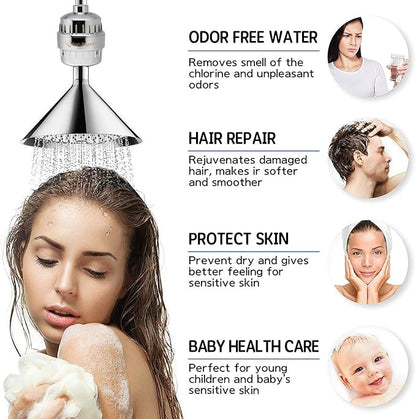 Bath Beyond 15-Stage Shower Filter Replacement Cartridge (Pack of 4) Shower Filter w/Vitamin C for Hard Water - Shower Water Filter Removes Chlorine Fluoride/Improves Condition of Your Skin, Hair