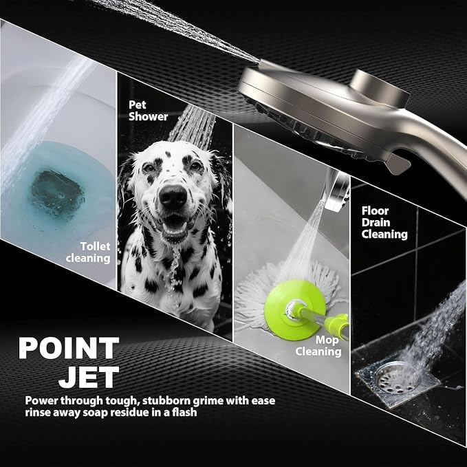 Rain Shower Head with filtered Handheld High Pressure rainfall Shower Heads with Handheld Spray Combo Adjustable one-piece stand daul shower head Built-in Magnetic Docking and Power Jets-brush nickel