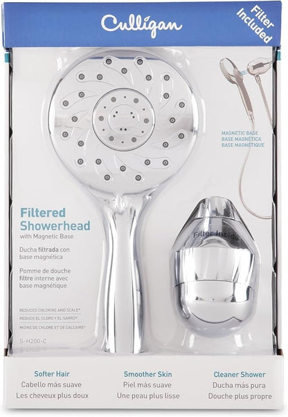 Culligan S-H200-C Hand-Held Showerhead with Magnetic Base and Filter, 10,000 Gallon, Brushed Chrome