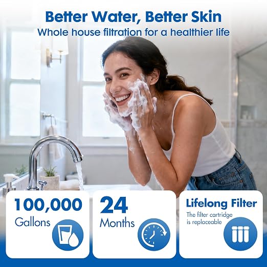 Whole House Water Filter Replacement Cartridges 9-Pack, 10"x2.5" 3-Stage Whole Home Water Filter(Sediment+GAC+CTO Filter), 0.5 Micron Reduces Chlorine,Taste, Sediment for Cleaner Water, 2-Year Supply