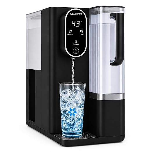 Leysern Cold Countertop Reverse Osmosis Water Filter, No Installation | 7-Stage RO Filtration with UV, Dual-Thermoelectric Cooling, Water Purifier with TDS Monitor, NSF 372 Certified, Black
