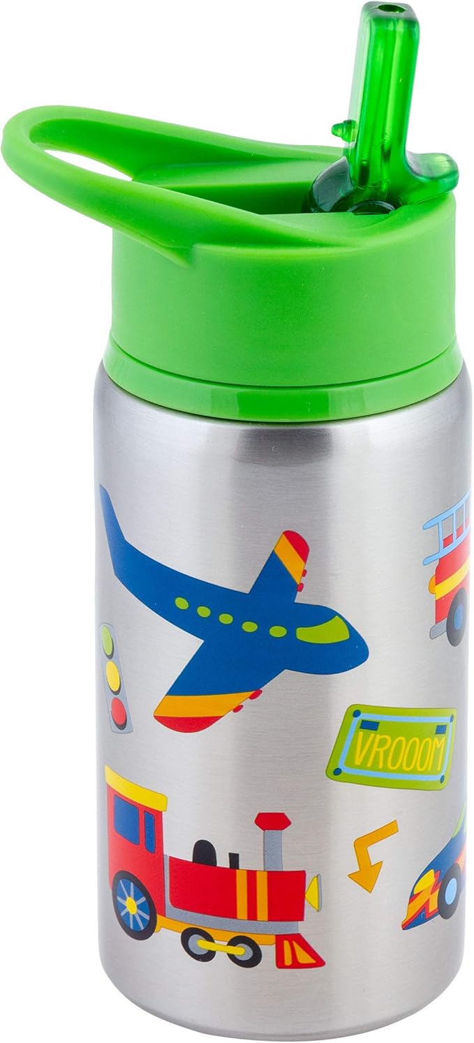 Stephen Joseph Stainless Steel Water Bottles, 18 OZ, Straw lid, Reusable tumbler, Insulated, Transportation