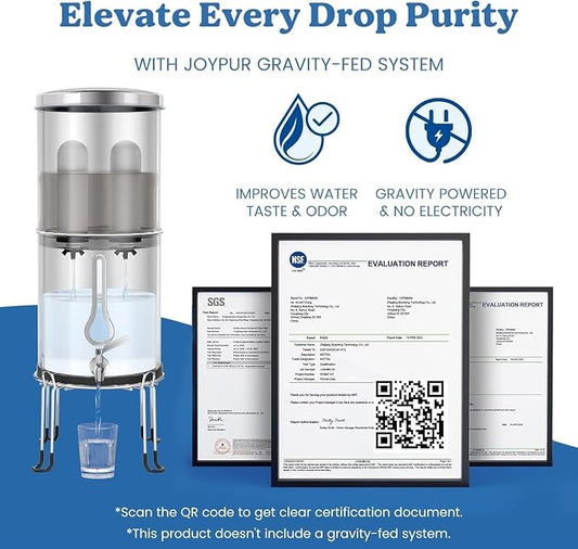 7" Ceramic Water Filter Replacement, Suitable Gravity Water systems | 3-Stage Certified NSF/ANSI 42&372 Replacement Filter, Washable & Reusable, Reduces Contaminant, Improve Taste & Odor, 2 Pack