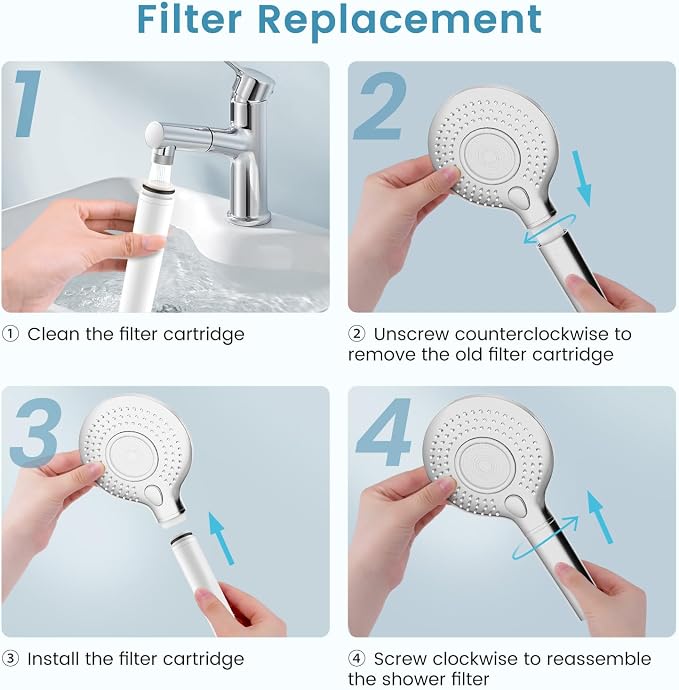 FEELSO Shower Filter for Handheld Shower Head, 6 Pack 15 Stage Replacement Filters for Hard Water Remove Chlorine and Harmful Substances