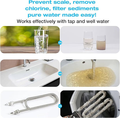 H&G Lifestyles Whole House Water Filter Cartridge, 4.5 x 20 KDF Water Filter, Polyphosphate Water Descaler, PP Cotton Filter, Compatible with ECP5-20BB,SPC-45-2005,DGD-5005-20