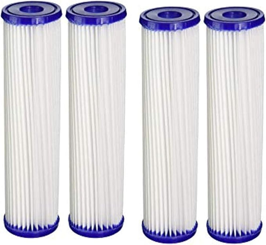 CFS 30 Micron Pleated Filters, Cold Plunge, Ice Bath & Whole House, 4 Pack | Washable, reusable pleats for ice bath chillers, well water & under sink systems; fits standard 10 x 2.5 in housings