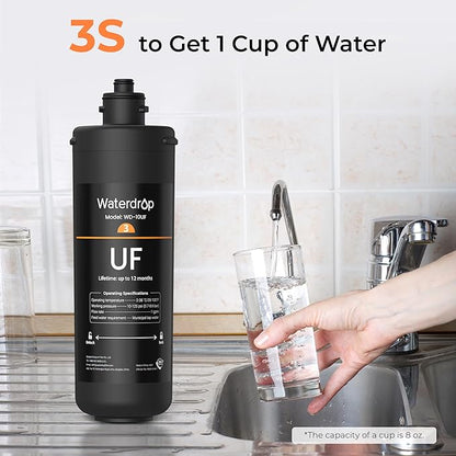 Waterdrop WD-10UF Under Sink Water Filter, Replacement for Waterdrop WD-TSA-UF 3-Stage Ultra-Filtration Under Sink Water Filter System, 12 months, 1 Pack