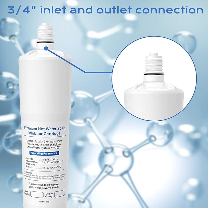 2 Pack AP431 Cartridge, Replacement for Aqua-Pure Whole House Scale Inhibition Inline Water System Helps Prevent Scale AP430SS -Replacement Cartridge