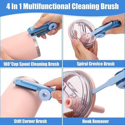 XANGNIER 4 PCS Water Bottle Cleaner Brush Kit for Hydroflask,Wide Straw Lid Brushes,Multifunctional Bottle Brush and Long Handle Scrubbing Bottles Brush for Hydro Flask 16/24/32/40 oz Cups Accessories