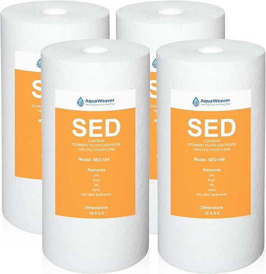 5 Micron 10" x 4.5" Whole House Sediment Water Filter Replacement Cartridge for DGD-5005,Culligan WH-HD200-C,HD-950A, AP817,RFC-BBSA, AP810, SED-154, 4PACK