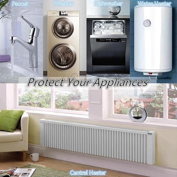 Electronic Water Descaler System Alternative Salt Free Water Softener for Whole House Reduces Limescale Prevent Deposits Build-up Hard Water