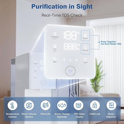Tanoxo Reverse Osmosis Water Filter Countertop System, 5-Stage RO Filtration, Instant Hot Water with 4 Temperature Settings, BPA-Free, White, for Home Kitchen