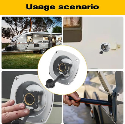 RV City Water Inlet with Pressure Reducing Valve,Chrome Water Fill Inlet Replacement with Check Valve,RV Water Inlet Connection,for Marine,Trailer,Motorhome Inlet