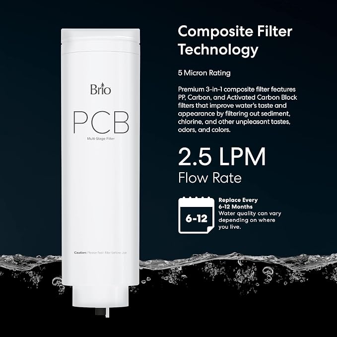 Brio 3-Stage Water Filter Replacement for Filtration Systems ROSL500 and ROSL500WHT