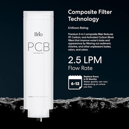 Brio 3-Stage Water Filter Replacement for Filtration Systems ROSL500 and ROSL500WHT