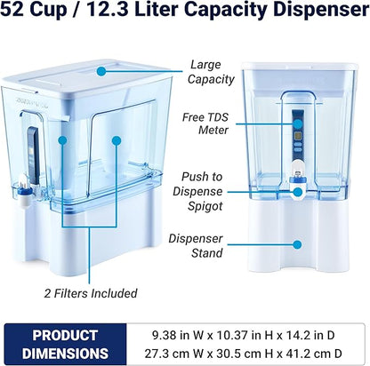 ZeroWater Official Replacement Filter - 5-Stage 0 TDS Filter Replacement & 52-Cup Ready-Read 5-Stage Water Filter Dispenser with Instant Read Out - 0 TDS for Improved Tap Water Taste
