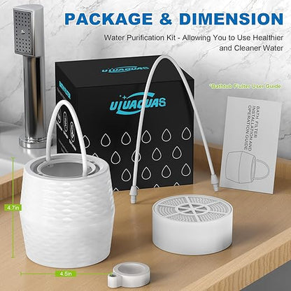 Bath Filter for Tub - KDF-55 Bath Water Filter for Tub Faucet, Removes Most Chlorine, Lead, Fluoride and Heavy Metals | Hard Water Softener, Improves Skin, Hair and Nails (White)