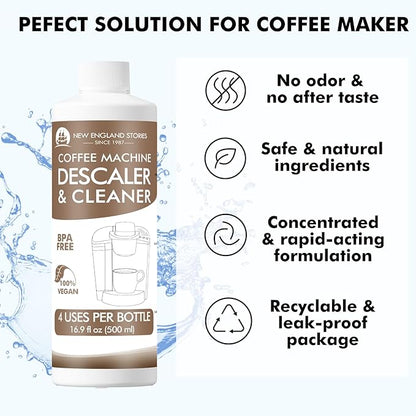 8 Uses Descaling Solution Compatible with Keurig, Nespresso, Breville, Delonghi, Jura, Ninja - 33.8oz Coffee Machine Descaler, Espresso Coffee Maker Cleaner, Coffee Pot Limescale Remover