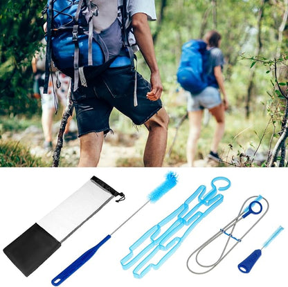 QWORK 4-Piece Hydration Bladder Cleaning Kit - Complete Backpack Reservoir Accessories Set with Brushes, Collapsible Drying Frame & Carrying Pouch