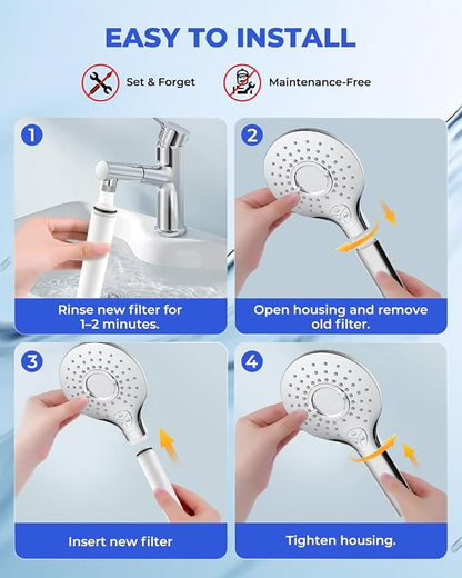4 Pack Shower Head Filter Replacement Compatible with Cobbe Handheld Shower Head, Filter Cartridge for Water Softening, Removes Chlorine, Fluoride and Heavy metals to Improve Skin & Hair
