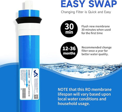 50 GPD RO Membrane Filter Replacement, Reverse Osmosis Membrane Element 11.75" x 1.75" Water Filter Replacement for Undersink Home Drinking RO Water Filtration System