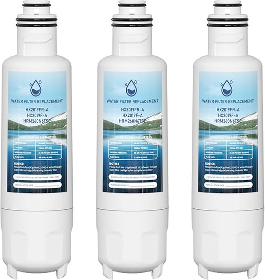 HX2019FR-A Water Filter Replacement, Compatible with Hisense HX2019FR-A, HX2019F-A, HRM260N6TSE, HRFD560SW, HRCD585BW, HRFD634BW, HRCD650BW, HRCD586TBWB and Mora MRM260N6TSE 3 Pack