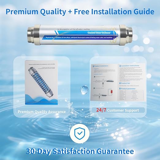 Salt-Free Whole House Water Descaler System, ¾-Inch & 1.2-Inch NPT Interfaces, 87% Descaling Rate, Prevents Limescale in Water Heaters/Pipes/Dishwashers, 10-Year Durability & Maintenance-Free