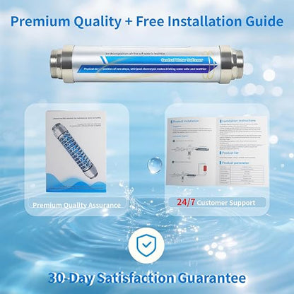 Salt-Free Whole House Water Descaler System, ¾-Inch & 1.2-Inch NPT Interfaces, 87% Descaling Rate, Prevents Limescale in Water Heaters/Pipes/Dishwashers, 10-Year Durability & Maintenance-Free