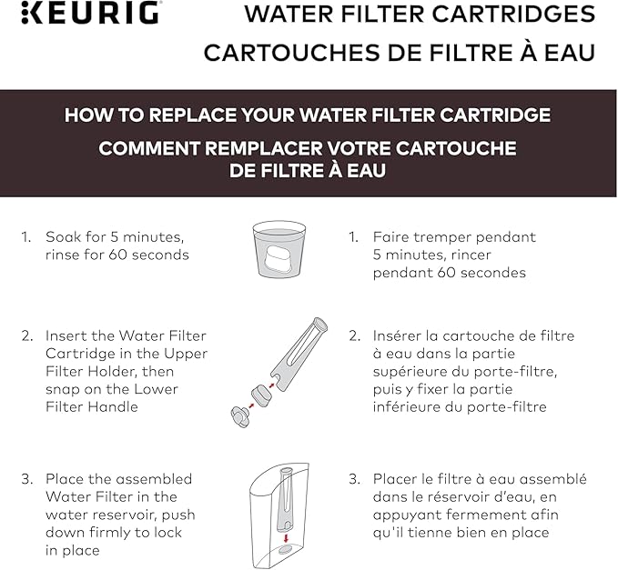 Keurig Water Filter Refill Cartridges, Replacement Water Filter Cartridges, Compatible with 2.0 K-Cup Pod Coffee Makers, 6 Count