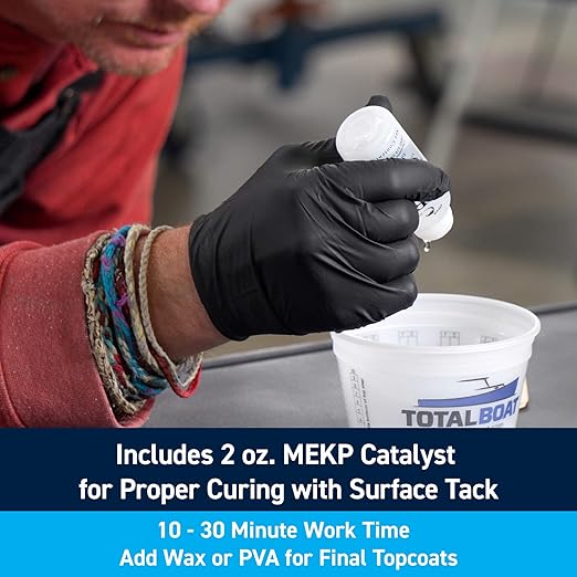 TotalBoat Polyester Laminating Resin - Marine Grade Fiberglass Resin and MEKP Catalyst for Layups and Repairs (2-Gallon)