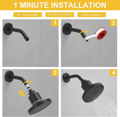 BESy High Output Shower Filter Filtered Shower Head Shower Water Softener with Hard Water Improves The Condition of Your Skin & Hair Round Matte Black
