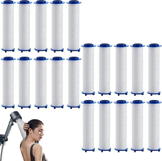 20Pcs Drivese ShowerHead Filters, 2.75 Inch Ion Shower Dropse Head Filter PP Cotton Replacement Cartridge, Water Filter Core Cotton For Handheld Showerheads.