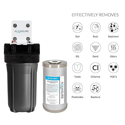 Aquasure Whole House Water Filtration Bundle w/Water Softener, 75 GPD RO System & Dual Purpose Sediment/GAC Pre-Filter (72,000 Grains)