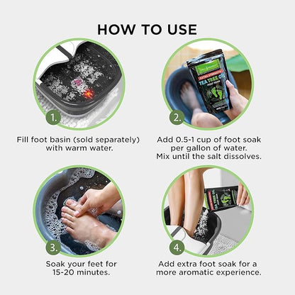 EXTRA STRENGTH Tea Tree Oil Foot Soak with Epsom Salt - Made in USA - for Toenails, Athlete's Foot, Itchy Feet, Stubborn Smelly Odor, Pedicure, Foot Calluses & Soothes Sore Tired Achy Feet-2 Pack